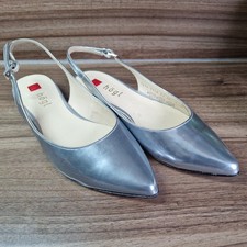 Edle Högl Sling Sandalen Metallic Silber Leder Echtleder Gr. 36 neu festlich Top