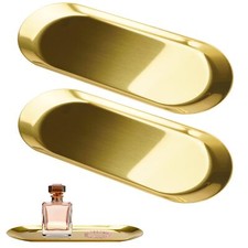 2 Stück Deko Tablett Gold 23