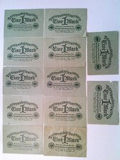 Banknoten, 12x  Darlehenskassenschein 1 Mark, 1922, Konvolut