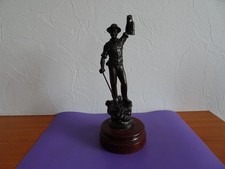 Kleine franz. Bergmannsfigur Regule Zinkguss Gesamthöhe: 27cm mit Sockel