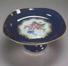 Schumann Arzberg echt Cobalt Kobalt Prunk Schale Fuss Blumen Goldrand Bavaria