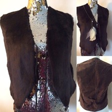 Damen Weste Echt Leder m Fell