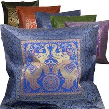 Kissen 40x40  Kissenhülle Orient Dekokissen Brokat  Elefanten Indien Orient