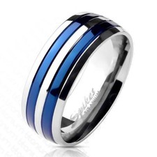 Ring Streifen Blau Titan