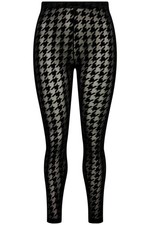 Ulla Popken Damen große Größen Strumpf Leggings Flockdruck Hahnentritt 828982
