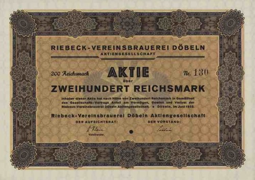 Riebeck vereinsbrauerei 1933 - vereinsbrauerei,