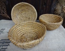 3 x alte Brotkörbe Stroh Teig