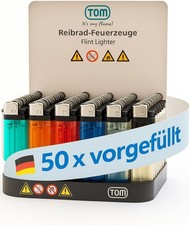 Reibrad Feuerzeuge 50 oder 100 Stück Feuerzeug Display Steinfeuerzeug Einweg TOM