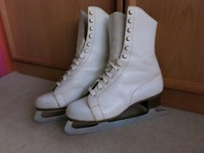 Vintage,Schlittschuhe, Leder, weiß, Damen, Gr. 37, Balzer, Yassa Eislaufkomplet