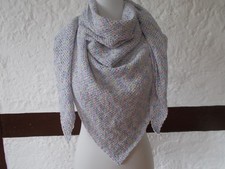 Schultertuch gehäkelt, Dreiecktuch, Stola, Schal Handarbeit  pastellfarben