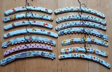 14 Vintage Holz Kleiderbügel Kunststoffbezug Bügel  60er Jahre 