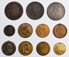 Sammlung Konvolut 11 antike Spielmünzen Medaillen England Frankreich Deutschland