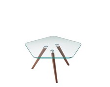 2320G52 PHIL -  Couchtisch Glas klar / Füße Nussbaum massiv  Bacher