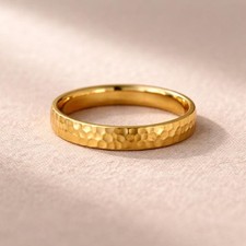 14K Massiver Goldgehämmerter