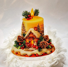 Festliche Kerze als Tischdeko mit Sockel, Acryl-Aufsteller, 17 x 20 cm.