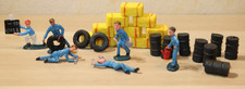 Mechaniker 6x Figuren für Carrera 1:32 Zubehör Slot, Fässer, Strohballen