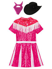 Mädchen Western Cowgirl Cosplay Kostüm Kleid mit Bandana Hut Set Halloween Party