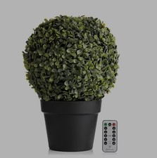 LUMIDA Flora künstliche Buchskugel im Topf, inkl. FB 5h-Timerfunktion Medium