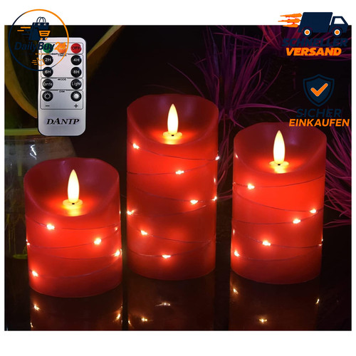 Flammenlose kerze mit led 3er - kerze,