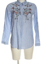 SALOON Langarmhemd Damen Hemd Gr. DE 40 weiß-blau Business-Look