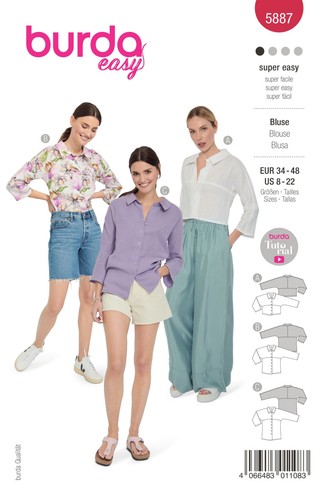 Schnittmuster bluse burda 5887 - schnittmuster,