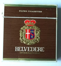 Belvedere Zigaretten Pappschachtel leer 20 Filter Cigarettes, 1980er, Austria