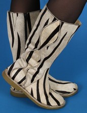 Damenstiefel Lederstiefel Leder Vintage Fell Zebralook Stiefel 39