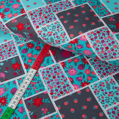 Jersey patchwork beeren blumen - jersey,