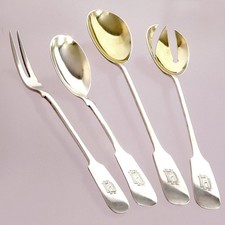 Koch & Bergfeld 1 Salatbesteck 1 Fleischgabel 1 Beilagenlöffel 800er Silber