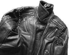 Top schwarze leder bikerjacke - schwarze, leder-bikerjacke