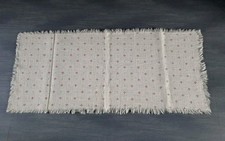 Tischläufer Tischdecke, vermutl. Leinen, ca. 73x35, creme weinrot/pink bedruckt