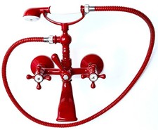 Badewannenarmatur Wanne Zweigriffmischer Retro Nostalgie  B WARE rot