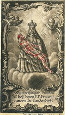 Andachtsbild Wallfahrt   Wien Lanzendorf Pieta alter Cu. Stich v Will ,Schabbild