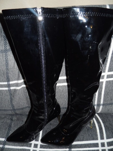 Stiletto stiefel lack schwarz - lack,