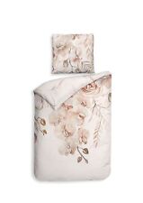 Heckett & Lane Satin Bettwäsche 155x220 Pioggia Natural Orchideen Blüten Gräser