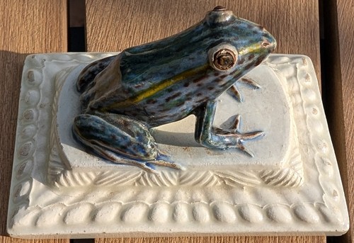 Antique french majolica frog - antique,