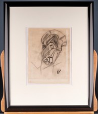 Alte Zeichnung mit Bleistift  Kohle Kubismus Avantgarde erste Hälfte 20. Jh.