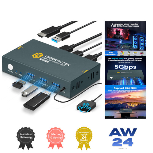 Usb hdmi kvm switch pc - kvm, 1