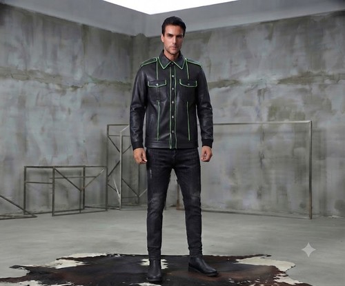 Men green pipe line style - men's,