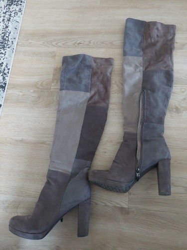 Overknee stiefel braun grau - 39, braun/grau