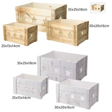 Holzkisten Set 3er Holzkiste Aufbewahrungskiste Aufbewahrungsbox Deko Stern