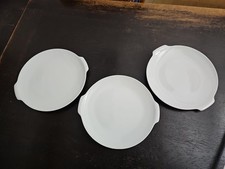 3x Melitta (Pizza)Teller ø27cm, vintage, weiß mit Griffen (dann ø30cm)drei Stück