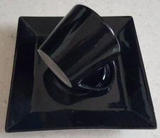 NEU ♥ Mitterteich Bavaria Porzellan ♥ Mokka Tasse UT 2 tlg. ♥ schwarz weiß eckig