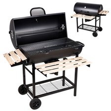 Holzkohlegrill Grillwagen Mit Deckel Temperaturanzeige Holz-Ablagen Gartengrill