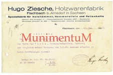 Spezialfabrik Holzwarenfabrik FISCHBACH b. Arnsdorf Hugo Ziesche | Rechnung 1928