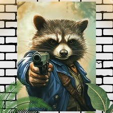 Waschbär mit Waffe Poster