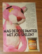 Seltene Werbung CALVE PINDAKAAS Erdnussbutter Plüsch Pink Panther Promo 1983