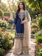 Punjabi Sharara Blau Farbe