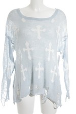 WILDFOX Strickpullover Damen Pullover Gr. DE 36 babyblau-weiß