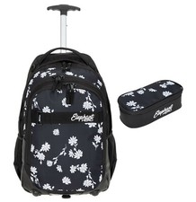 Schultrolley 2T Set Trolley Elephant Signature + Mäppchen 12843 Black Flower tm